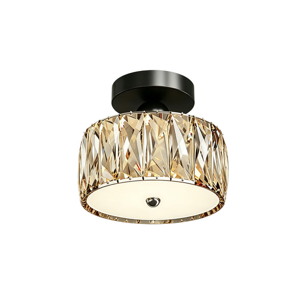 Drum Crystal Glass LED Semi Flush Mount