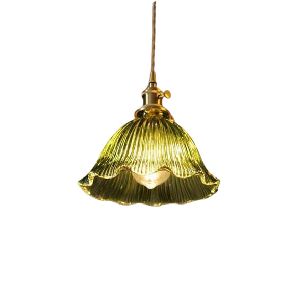 1-Light Lotus Stripe Glass Pendant Light
