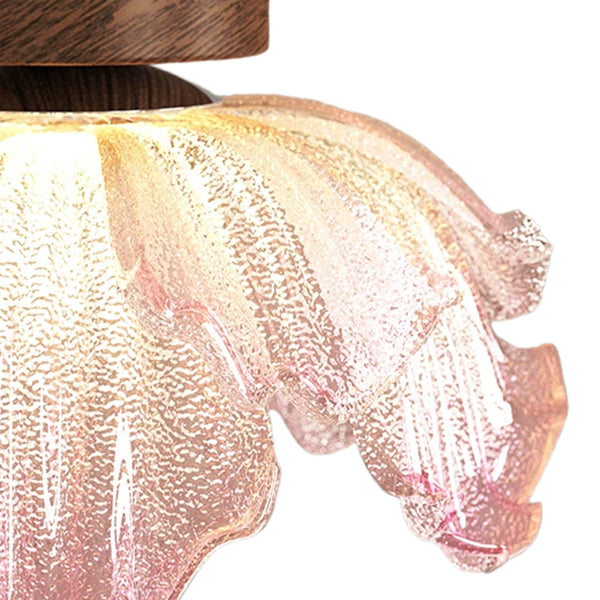 Pink Floral Glass LED Semi Flush Mount