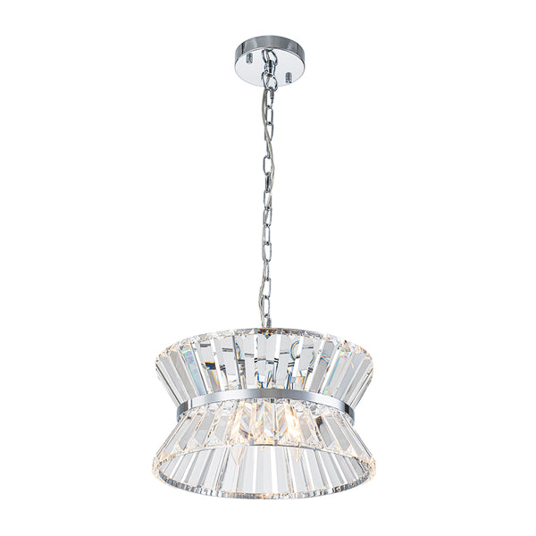 3-Light Up Down Crystal Shade Chrome Chandelier