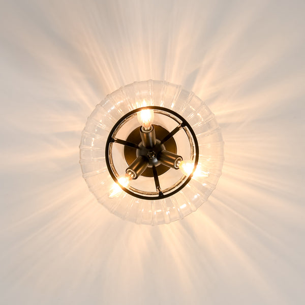 3-Light Lantern Glass Semi-Flush Mount
