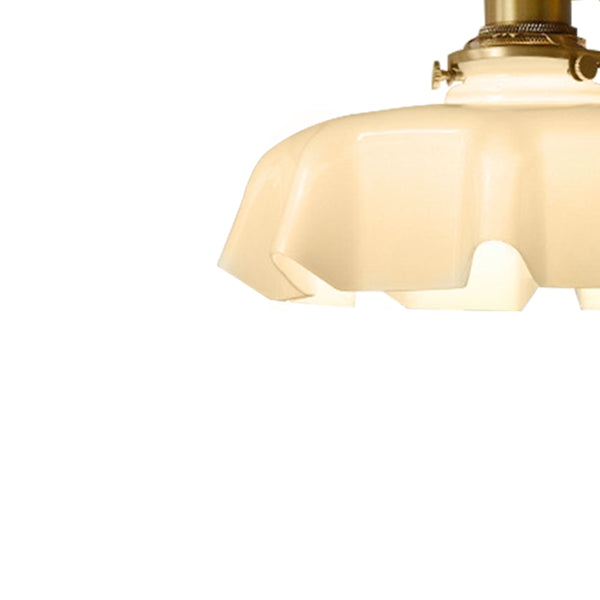 1-Light Creamy Scalloped Flower Glass Pendant Lighting