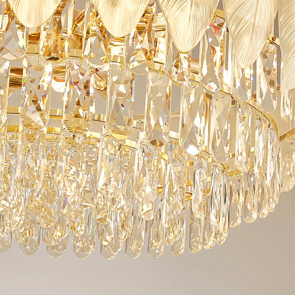 Modern French Leaf Glass Crystal Chandelier