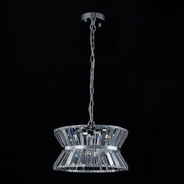 3-Light Up Down Crystal Shade Chrome Chandelier