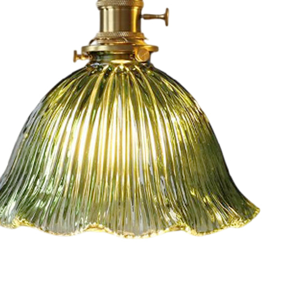 1-Light Lotus Stripe Glass Pendant Light