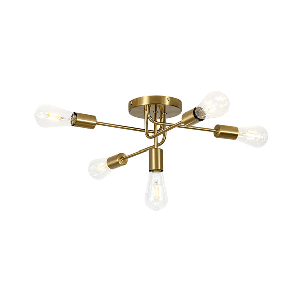 5-Light Swirl Sputnik Semi Flush Light