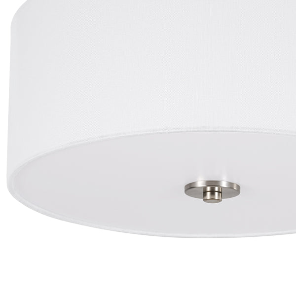 2-Light Linen Drum Flush Mount Ceiling