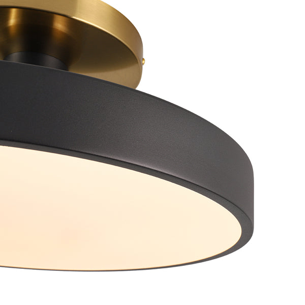 Black LED Acrylic Drum Semi Flush Mount Ceiling Light