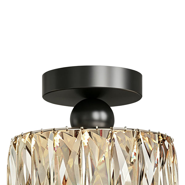 Drum Crystal Glass LED Semi Flush Mount