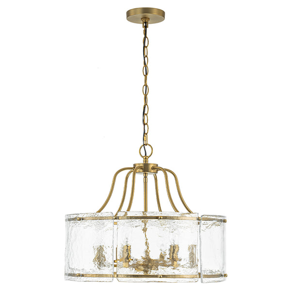 6-Light Modern Glass Brass Drum Chandelier