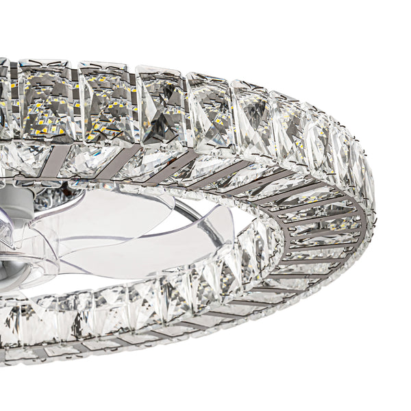 Dimmable Crystal Semi Flush Mount Ceiling Fan