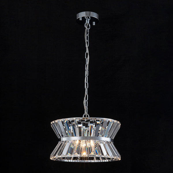 3-Light Up Down Crystal Shade Chrome Chandelier