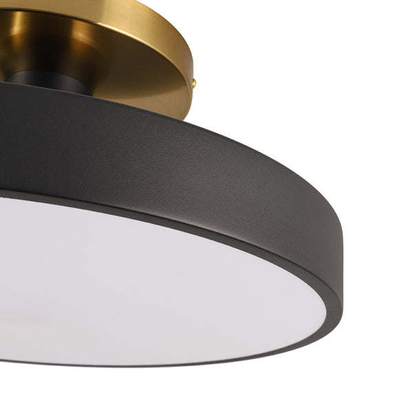 Black LED Acrylic Drum Semi Flush Mount Ceiling Light
