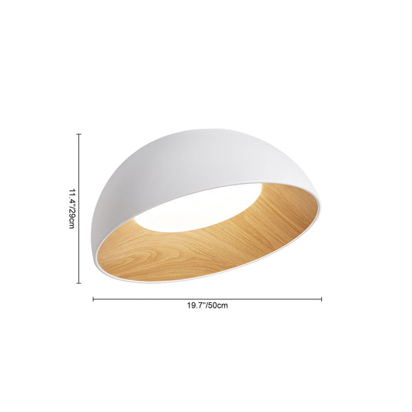 Wood Grain Bowl LED Flush Mount Dome Close To Ceiling Light Track Light