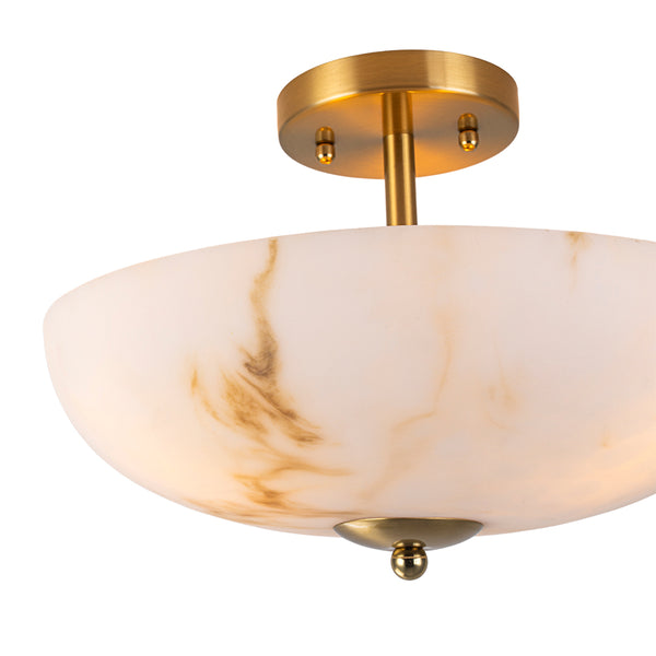Alabaster Effect Bowl Shade Semi Flush Mount
