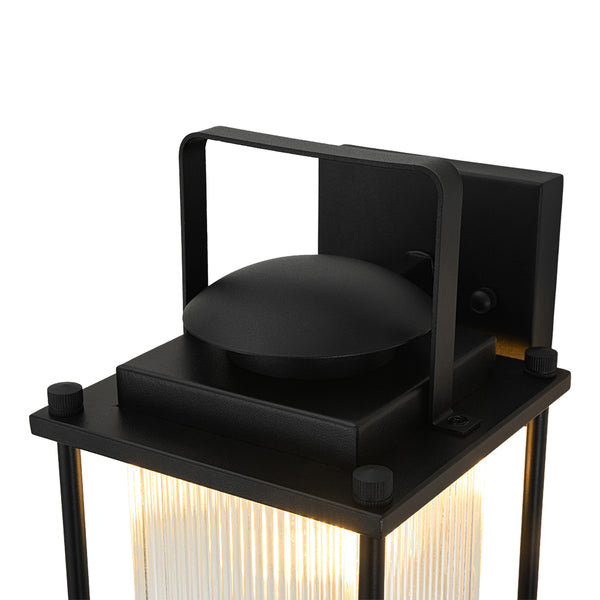 IP23 Lantern Waterproof Ribbed Glass Outdoor Wall Sconce