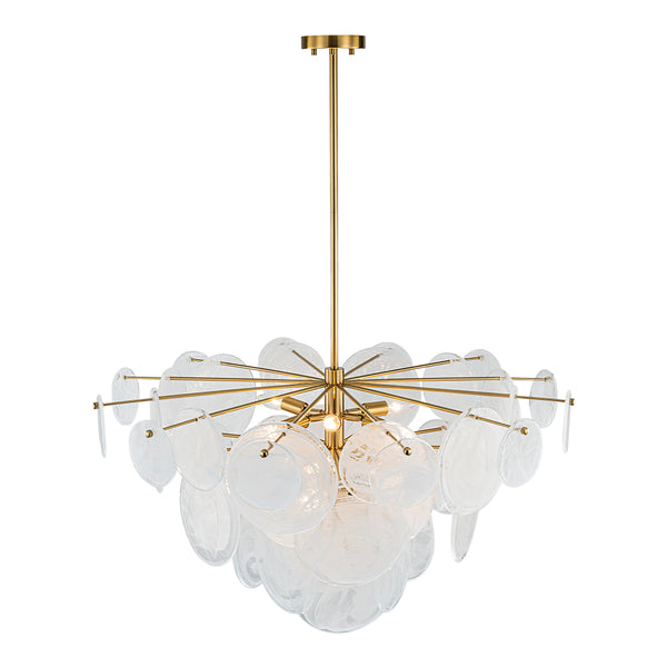 9/12-Light Designer Glass Strip Brass Chandelier