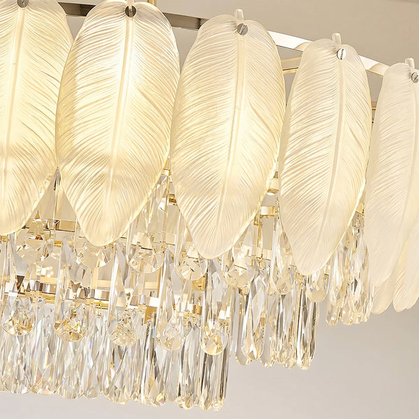 Modern French Leaf Glass Crystal Chandelier
