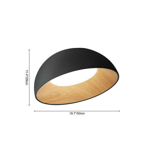 Wood Grain Bowl LED Flush Mount Dome Close To Ceiling Light Track Light
