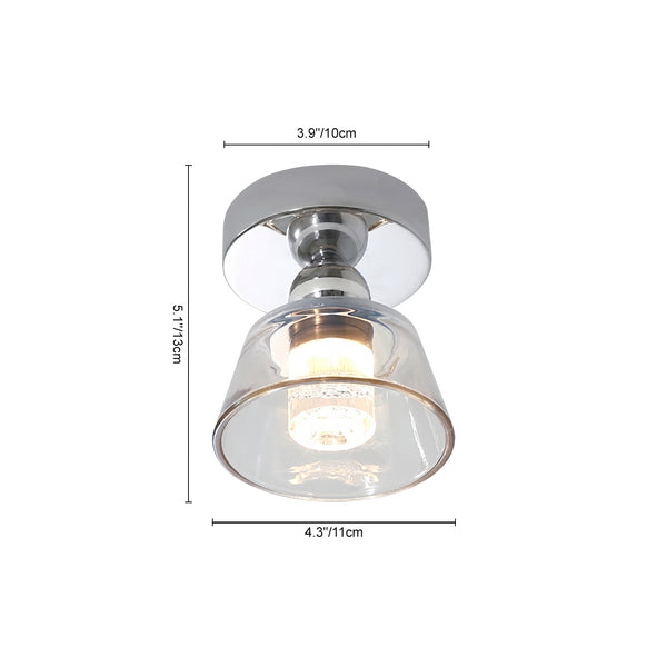 Minimalist Tapered Bell Glass LED Semi Flush Mount