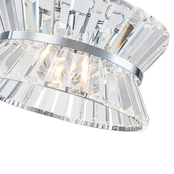 3-Light Up Down Crystal Shade Chrome Chandelier