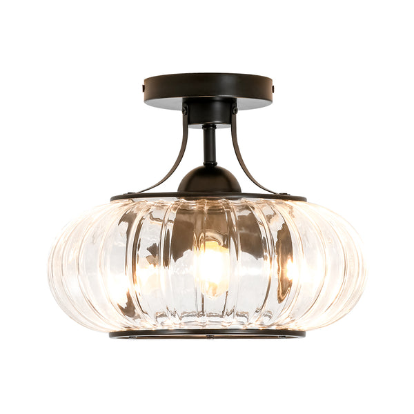 3-Light Lantern Glass Semi-Flush Mount