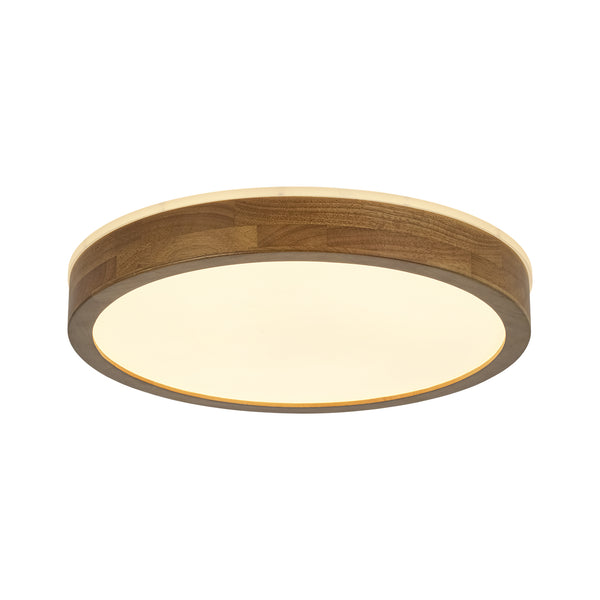 Scandinavian LED Dimmable Walnut Flush Mount Light