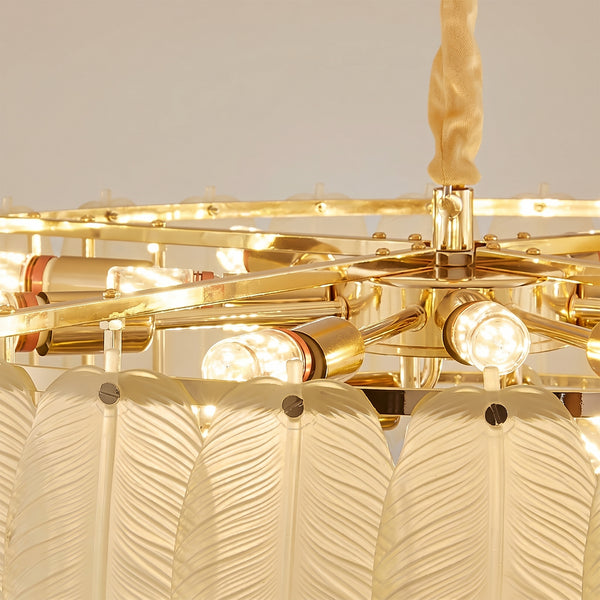 Modern French Leaf Glass Crystal Chandelier