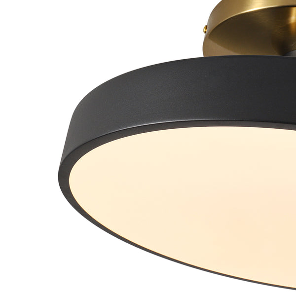 Black LED Acrylic Drum Semi Flush Mount Ceiling Light