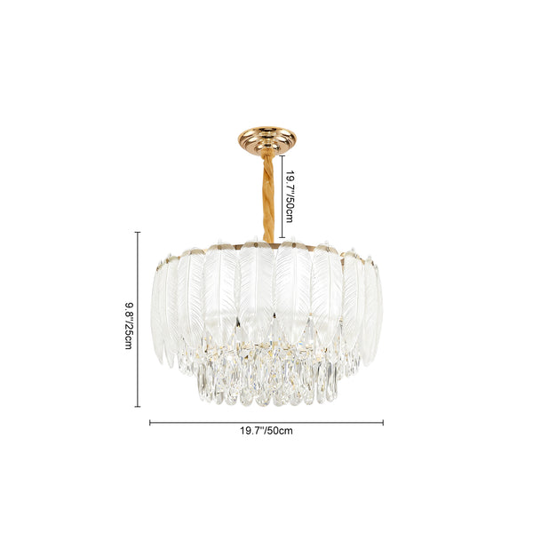 Modern French Leaf Glass Crystal Chandelier