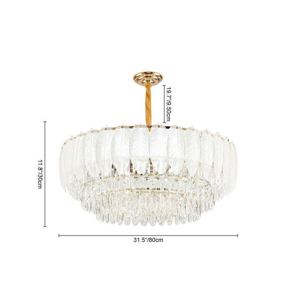 Modern French Leaf Glass Crystal Chandelier