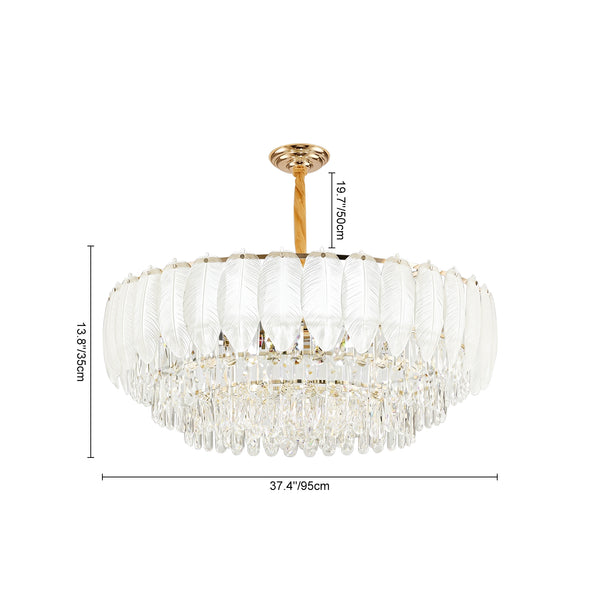 Modern French Leaf Glass Crystal Chandelier