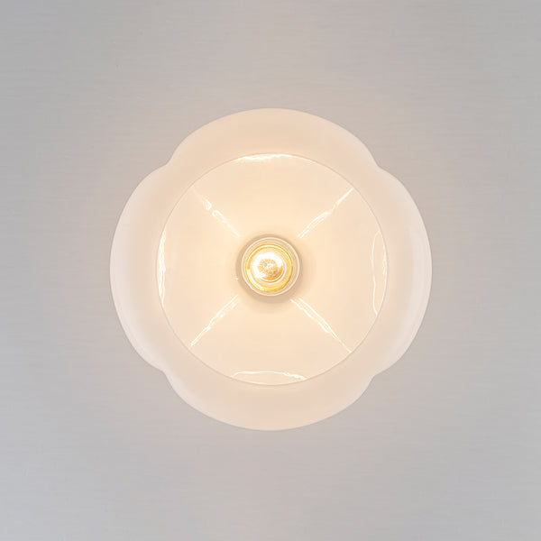 1-Light Opal Glass Curved Semi Flush Mount