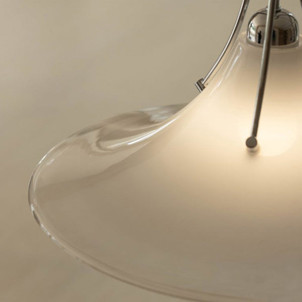 1-flammige Lotus-Streifen-Pendelleuchte aus Glas