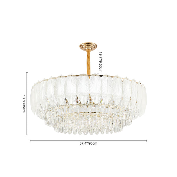 Modern French Leaf Glass Crystal Chandelier