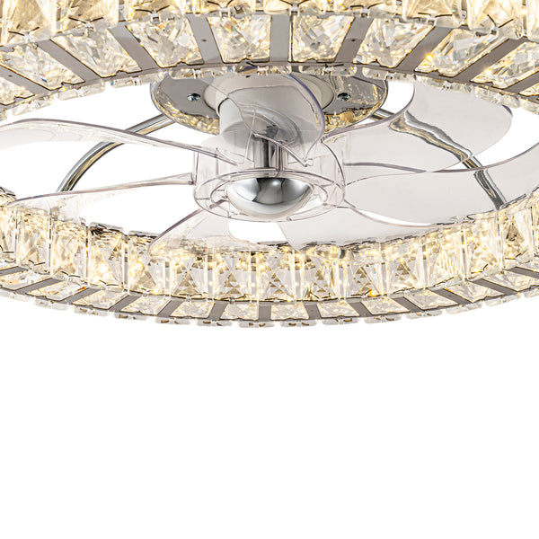 Dimmable Crystal Semi Flush Mount Ceiling Fan