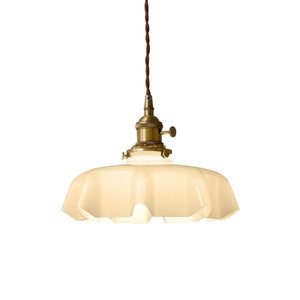 Thehouselights-1-Light Creamy Scalloped Flower Glass Pendant Lighting-Pendant-1-Light-