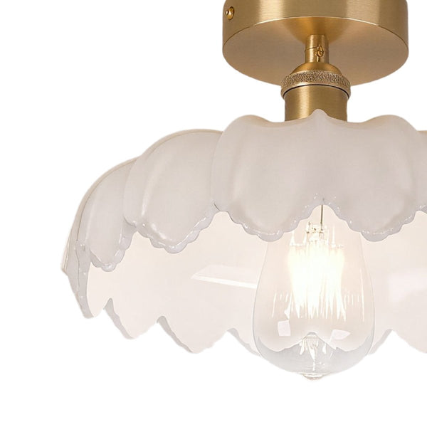 Thehouselights-1-Light Lotus Dome Semi Flush Mount Glass Ceiling-Ceiling Light-White-