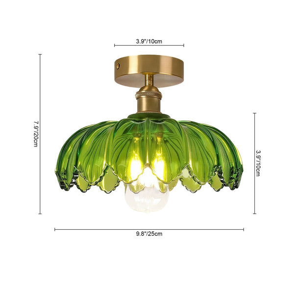Thehouselights-1-Light Lotus Dome Semi Flush Mount Glass Ceiling-Ceiling Light-White-