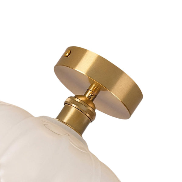 Thehouselights-1-Light Lotus Dome Semi Flush Mount Glass Ceiling-Ceiling Light-White-