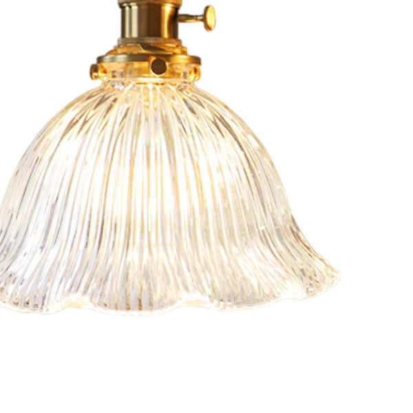 Thehouselights-1-Light Lotus Stripe Glass Pendant Light-Pendant-Clear-