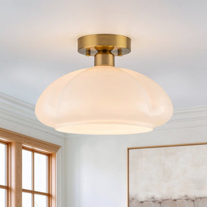 Thehouselights-1-Light Opal Glass Curved Semi Flush Mount-Ceiling Light-1-Light-