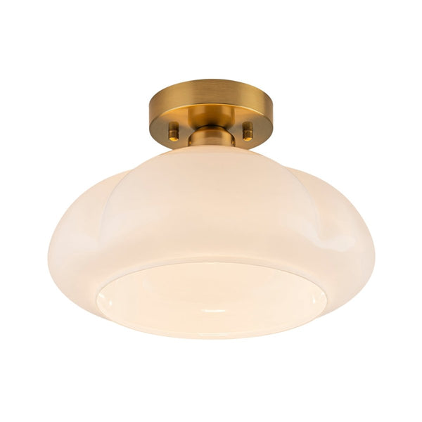 Thehouselights-1-Light Opal Glass Curved Semi Flush Mount-Ceiling Light-1-Light-