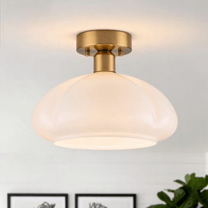 Thehouselights-1-Light Opal Glass Curved Semi Flush Mount-Ceiling Light-1-Light-
