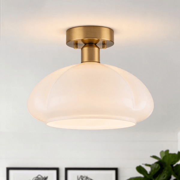 Thehouselights-1-Light Opal Glass Curved Semi Flush Mount-Ceiling Light-1-Light-
