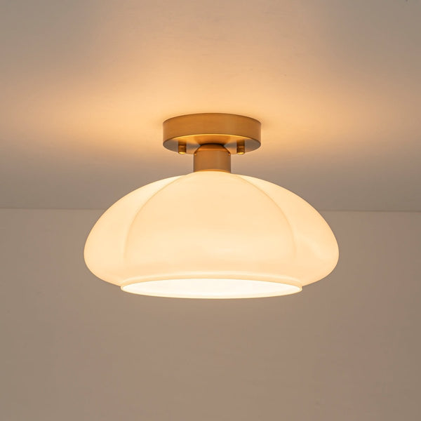 Thehouselights-1-Light Opal Glass Curved Semi Flush Mount-Ceiling Light-1-Light-
