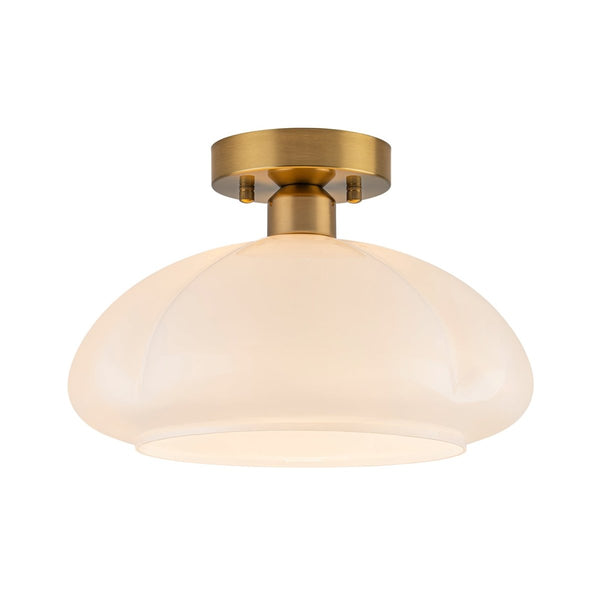 Thehouselights-1-Light Opal Glass Curved Semi Flush Mount-Ceiling Light-1-Light-