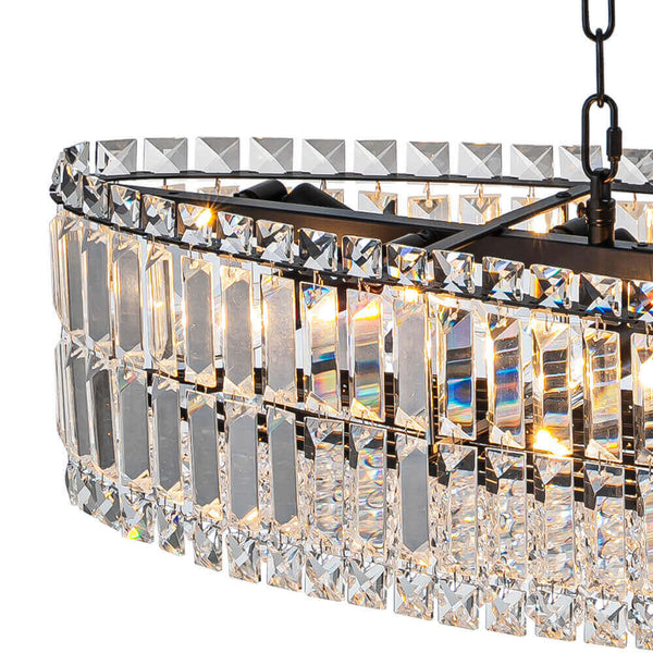 Thehouselights - 10 - Light Crystal Oval Island Chandelier - Chandelier - Black - 