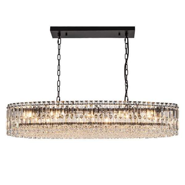 Thehouselights - 10 - Light Crystal Oval Island Chandelier - Chandelier - Black - 