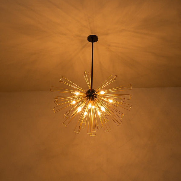 Thehouselights-10-Light Modern Sputnik Sunburst Geometric Chandelier-Chandelier-Black-